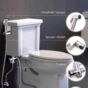 Pistolet de toilette horizontal en acier inoxydable, design moderne, écologique, avec contrôle du débit d'eau, pour pulvérisateur de couches et de bidet - Product Image 3