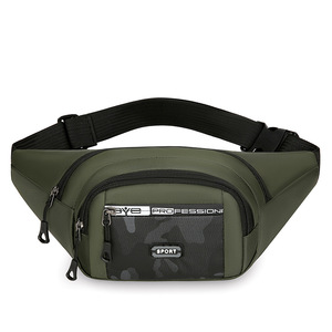 Men's Waist Bag Oxford Cloth Waterproof Wear Resistant Outdoor Sports Running Travel Chest Pack Dark Gray Black Military Green - Product Image 5