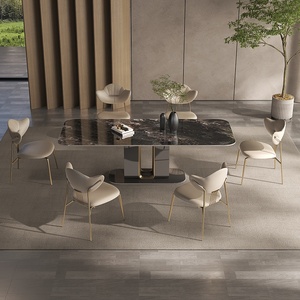 Microlite haut <span class=keywords><strong>de</strong></span> gamme Style italien rectangulaire Table à manger lumière luxe pierre roche plaque Simple Design moderne pour les petits - Product Image 2
