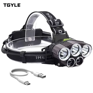Lampe frontale multifonction rechargeable par USB pour la pêche <span class=keywords><strong>de</strong></span> nuit, 5 LED, focalisation fixe, puissante, vente en gros, éclairage <span class=keywords><strong>de</strong></span> camping en plein air - Product Image 1
