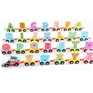 儿童早期教育木制批发创意拼图块26字母木制火车热卖木制教具