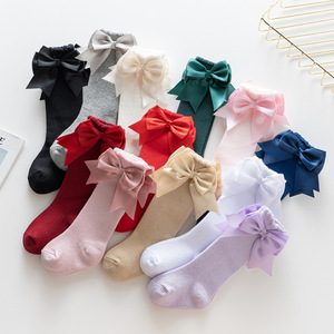 Chaussettes Tube Tricotées Adorables pour Bébé en Gros, 12 Couleurs, Grande Nœud, Petites Chaussettes Filles Princesse - Product Image 2