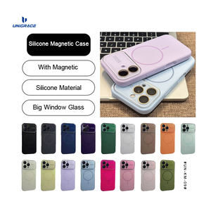 Coques de téléphone magnétiques en silicone UNIGRACE AG avec <span class=keywords><strong>film</strong></span> protecteur en verre pour grand écran pour iPhone 17 Air 16 Pro Max 15 Plus 14 - Product Image 2