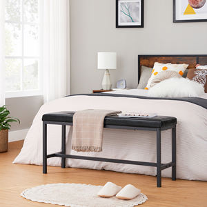 Banc de salle à manger rembourré industriel <span class=keywords><strong>VASAGLE</strong></span> en gros avec revêtement en cuir PU, cadre en acier pour usage domestique et hôtelier - Product Image 2