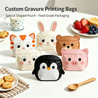 Sachet refermable sur mesure pour emballage de bonbons, imprimé en héliogravure, en forme de dessin animé animal, pochette alimentaire