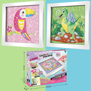 Nouveau produit bricolage <span class=keywords><strong>dessin</strong></span> animé dinosaure <span class=keywords><strong>paysage</strong></span> diamant peinture avec cadre rond encadré diamant art kit pour enfants <span class=keywords><strong>adulte</strong></span> peinture - Product Image 2