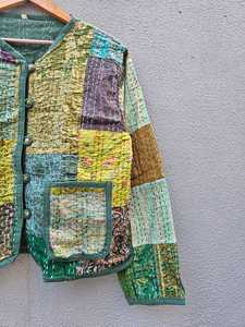 Veste Kantha matelassée en patchwork de coton fait main indien 2026, personnalisable, imprimé indien au bloc, style bohème, pour femme, manteau d'hiver - Product Image 4