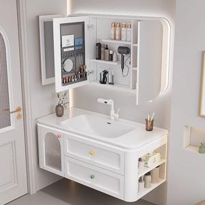 <b>Large</b> capacity storage high-end French wall mounted solid wood intelligent bathroom cabinet - Product Image 2