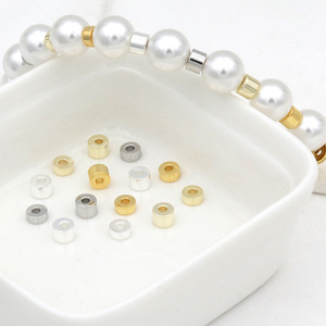 Cuentas espaciadoras redondas D163 de cobre chapado en oro de 18k para pulseras, collares, accesorios de joyería DIY - Product Image 1