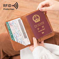 Couverture de Porte-passeport Portefeuille RFID Blocage En Cuir Étui Organisateur De Documents De Voyage