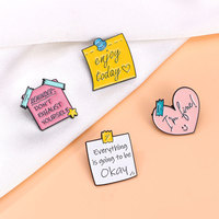 Alfileres de solapa de esmalte suave a granel de precio barato personalizado OEM ODM con palabras positivas, broches decorativos, alfileres personalizados