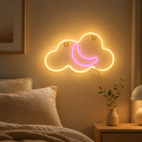 Letrero Luminoso LED de Néon Flexible con Diseño de Nube, Moderno y Decorativo, de Plástico, con Clasificación IP67, Decoración de Pared, Luz Blanca Cálida de 3000K, para Dormitorio, Alimentación de 4.5V