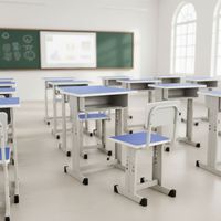 Table et chaise de classe à prix compétitif. Spécialité : mobilier scolaire au design moderne pour l'étude. Offre spéciale : bureau et chaise pour étudiants.