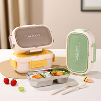 304 Edelstahl Lunchbox mit Fächern Bento-Box Tragbarer Outdoor-Mahlzeitenbehälter 1L Lebensmittelbehälter für Schüler