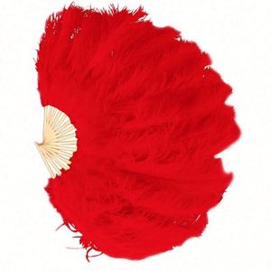 Abanico Plegable de Plumas de Avestruz Hecho a Mano, Económico, Grande, 75 cm x 110 cm, para Bodas/Baile - Product Image 1