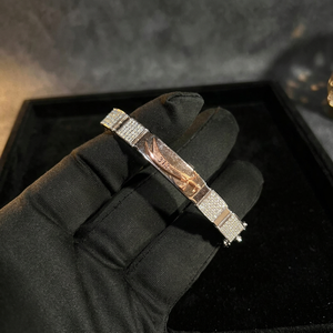 925 Sterling <b>Silver</b> Moissanite ID <b>Bracelet</b> Bar Link <b>Bangle</b> High Polish Men's Luxury Jewelry IGI Certified for Wedding Daily Wear - Product Image 6