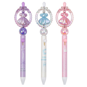 Nouveauté : Stylo gel perlé en plastique pour fille, stylo rotatif perlé DIY pour enfants, papeterie mignonne pour étudiants, stylo neutre perlé - Product Image 1