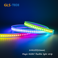 WS2812B Strip LED yang Dapat Diatur Alamatnya 144LEDs/m - 5V SMD5050 Lampu Piksel RGB, Warna Impian Kepadatan Tinggi untuk Lampu Latar TV Gaming DIY (5m)