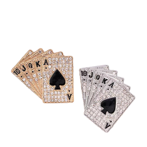 Vendita a caldo di fascia alta corsetti in metallo Pin carta da Poker a filo spilla in lega di zinco per gli uomini e le tute da donna spille da risvolto - Product Image 4
