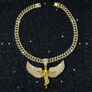 Nuevo Collar Personalizado Estilo Hip Hop con Colgante de Alas de Ángel Exageradas en Aleación, Diseño Exclusivo, Chapado en Oro y Plata, para Hombre - Product Image 5