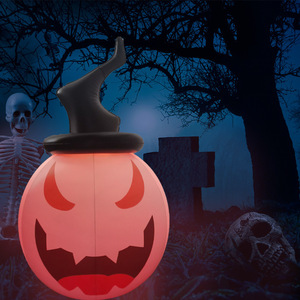Inflatable Halloween Glowing Pumpkin Light Outdoor Decoration 110x60cm LED Yard Ornament White Ghost Style - Product Image 2