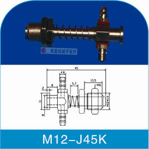 Bras robotique Tianxing avec ventouse à vide et support pour machine de moulage par injection à filetage M12/M10, entrée d'air latérale, matériel JE20R050 - Product Image 6