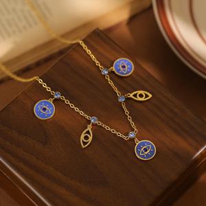 Blue Evil Eye Patron Saint Collar Mujer Luz Lujo Moda Versátil Joyería Cadena de clavícula Joyería - Product Image 3