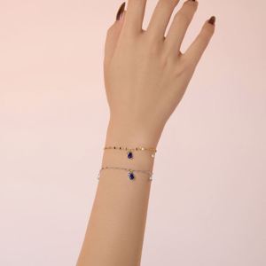 Pulsera con Colgante de Diseño Moderno y Elegante Dylam, Chapada en Oro de 18K sobre Plata 925, con Cadena de Labios y Múltiples Piedras de Circonia Cúbica 5A - Product Image 2