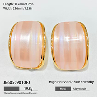 Juego de Joyería Unisex PuYing al por Mayor, Chapado en Oro de 18K, Aros Gruesos con Incrustaciones Opalescentes, Joyería de Moda para Aniversario