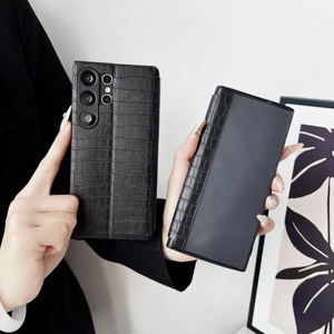 Étui portefeuille noir classique pour <span class=keywords><strong>Samsung</strong></span>, protection intégrale antichoc avec protection d'objectif surélevée, coque de luxe légère - Product Image 1