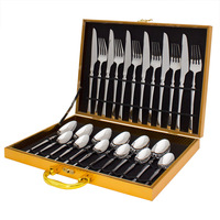 Prix Usine Service de Couverts de Luxe Durable en Acier Inoxydable 24 Pièces, Réutilisables Cuillères Fourchettes Couteaux pour Restaurants Hôtels Fêtes