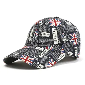 Sıcak satış güneşlik beyzbol şapkaları özel İngiltere bayrağı logosu açık aktivite dijital baskı Union Jack beyzbol şapkası