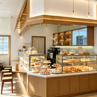 Café de luxe sur mesure, comptoir de bar en bois massif, design intérieur personnalisé
