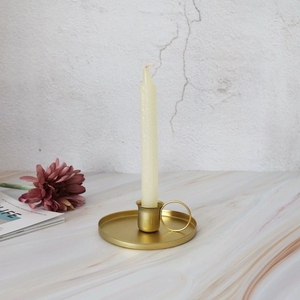 Décoration d'intérieur artisanale, support de bougie en métal doré forgé, porte-bougie en fer, centre de table de Noël, chandelier rétro - Product Image 2