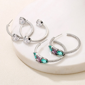 ต่างหู RAKOL รุ่น EP2996 ดีไซน์ใหม่ หรูหรา แฟชั่นสำหรับผู้หญิง ต่างหูเพชร CZ ขายส่ง ต่างหูห่วงประดับพลอยหลากสี รูปหัวใจ สำหรับเจ้าสาว งานแต่งงาน - Product Image 2