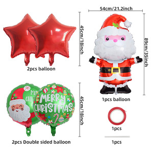 Dibujos animados de Papá Noel Árbol de Navidad Juego de <span class=keywords><strong>globos</strong></span> de papel de aluminio Color rojo y verde 5 piezas <span class=keywords><strong>Globos</strong></span> Formas personalizadas Patrones y tamaños - Product Image 2