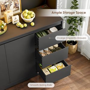 Armoire de cuisine moderne SENYU de 71 pouces avec portes en verre, éclairage LED et station de charge - Product Image 6