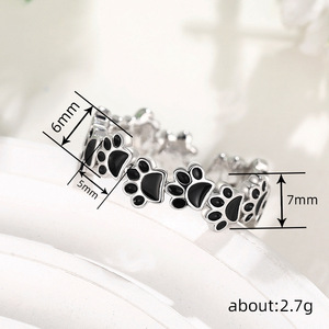 Anillo con Huella de Pata de Animal T0447, Plata de Ley 925, Joyería Unisex, Regalo - Product Image 4