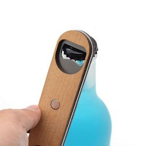 Wholesale Custom Personalized Blank Wooden Bottle Opener Key Chain Stainless Steel <b>Fridge</b> Magnet Beer Opener - Product Image 5