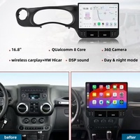 Écran IPS 16.8 pouces pour Jeep Wrangler 2011-2017 Android autoradio lecteur vidéo Auto GPS Navigation sans fil Carplay Bluetooth