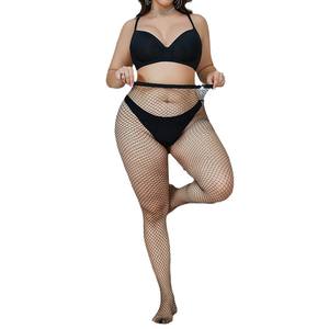 Collants/collants en résille grande taille pour femmes potelées Sexy Nylon bonneterie bas résille élastique translucide collants - Product Image 4