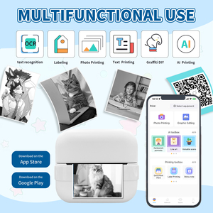 Stampante Portatile Mini per <span class=keywords><strong>Foto</strong></span> ed Etichette con Codice a Barre, Wireless Termica Tascabile <span class=keywords><strong>200</strong></span> DPI - Product Image 1