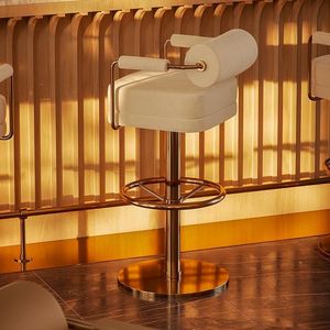 Luxury Modern <strong>Bar</strong> <strong>Stools</strong> <strong>Swivel</strong> Restaurant Chairs with Golden Velvet Seat Adjustable Height for Dining and Outdoor Use - Product Image 3
