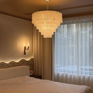 Lustre moderne de luxe en coquillages Capiz, luminaire suspendu en coquillages naturels blancs pour salon, chambre à coucher, hall d'hôtel, décoration - Product Image 5