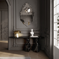 Table d'entrée moderne en marbre noir naturel de luxe simple avec nouvelle table de décoration d'échecs