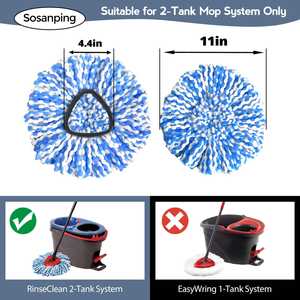 3 Cabezales de Repuesto para Sistema de Mopa Giratoria de 2 Tanques, Compatibles con el Sistema RinseClean, Microfibra, Lavables a Máquina, Fáciles de Limpiar en Profundidad - Product Image 3