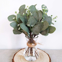 Feuilles d'eucalyptus artificielles d'eucalyptus, 12 pièces, fausses feuilles d'argent, plante dans les branches de couleur grise et verte d'eucalyptus, vente en gros
