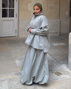 Set in Cotone per Donna, Abbigliamento Casual Elegante con Collo Alto, Stile Arabo Dubai, Outfit Sportivo Modesto 2026 - Product Image 3