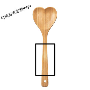 Cuchara de bambú en forma de corazón con lazo rojo, utensilio de cocina decorativo para cocinar y regalar. - Product Image 4