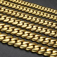 Vente en gros Collier et Bracelet Cuban Link Miami massif 10mm-22mm pour Hommes, style Hip Hop, en Laiton plaqué or 14k 18k avec Zircon